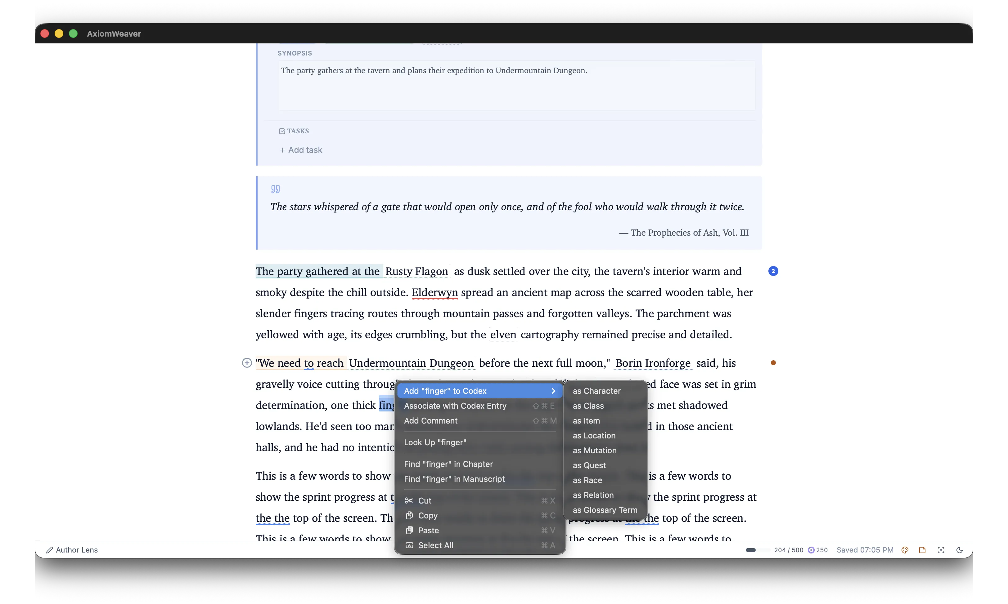 Right-click context menu showing Add to Codex options