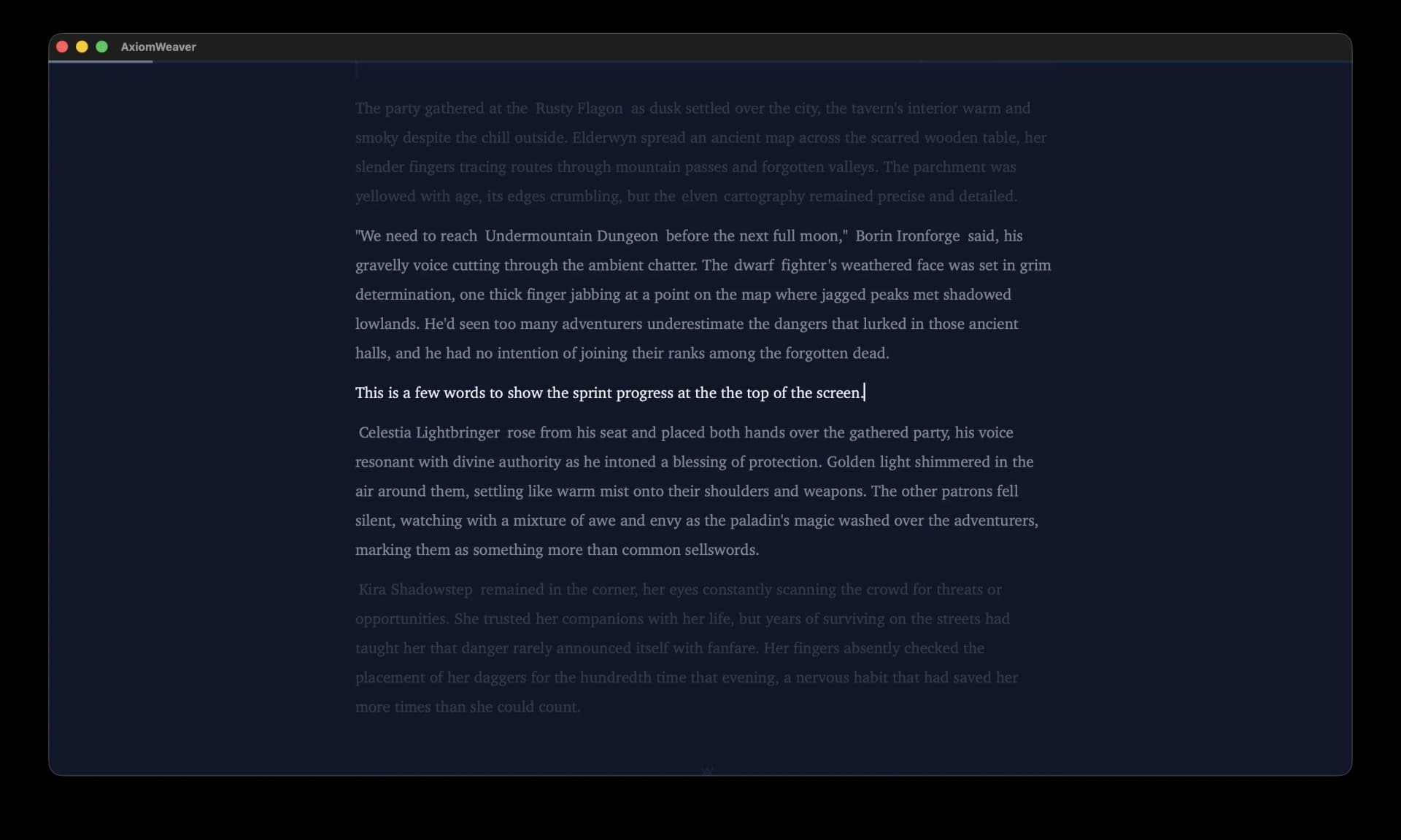 AxiomWeaver Focus Mode with active writing sprint